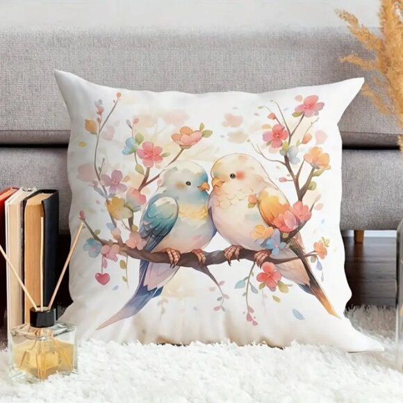 Exquisite Bird Couple Pattern 18" x 18" Pillow Cover - NEW - Picture 2 of 4